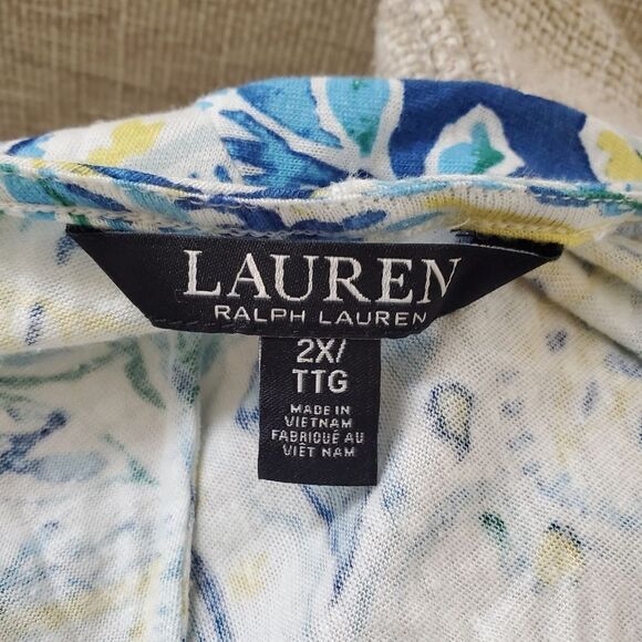 Lauren Ralph Lauren Paisley Linen-Blend Jersey Dress sz 2x - Picture 10 of 12